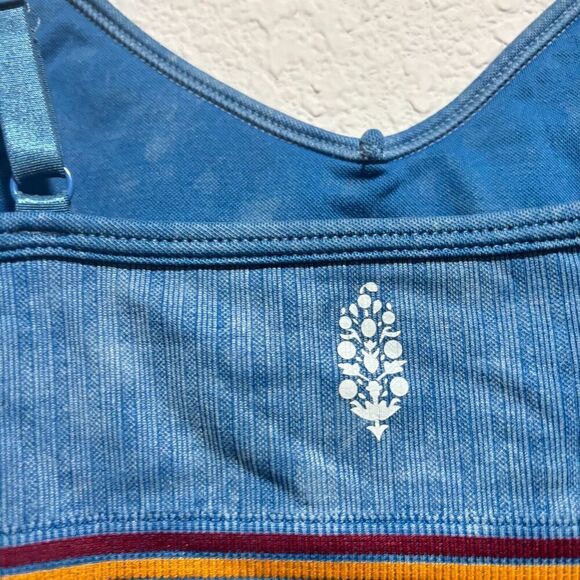 Free People Movement Varsity Tipping Tank Top Blue XS Striped Spaghetti Strap - Picture 3 of 5